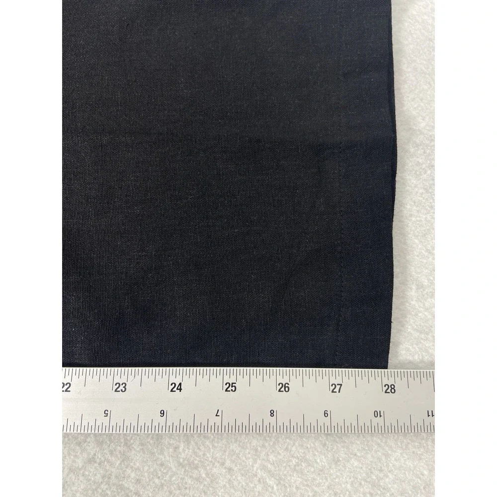 Zara Pants Womens Large Black Straight Leg Drawstring Linen Blend New